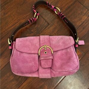 Coach Pink Suede Shoulder Bag